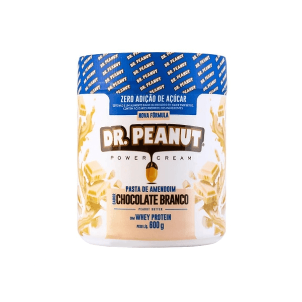 Pasta de Amendoim Zero Açúcar Dr. Peanut Sabor Chocolate Branco Pote 600g