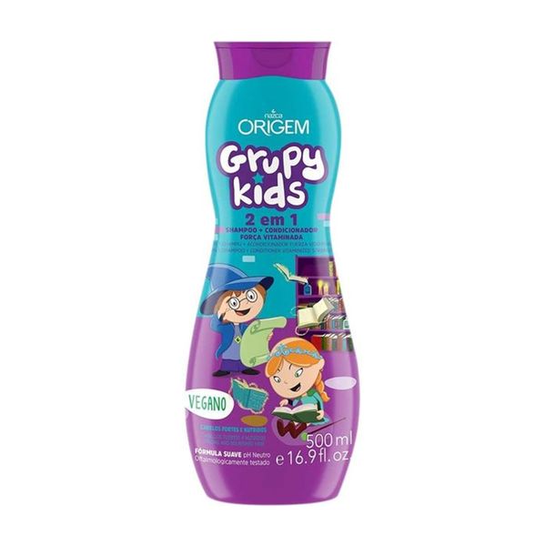 Shampoo Infantil ORIGEM Grupy Kids 2x1 Força Vitaminada Frasco 500ml