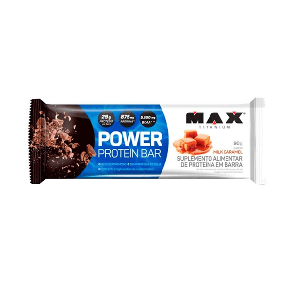 Barra de Proteína Max Titanium Sabor Milk Caramel Embalagem 90g