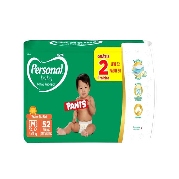 Fralda Descartável Infantil PERSONAL BABY Pants Protect M Leve 52 pague 50un