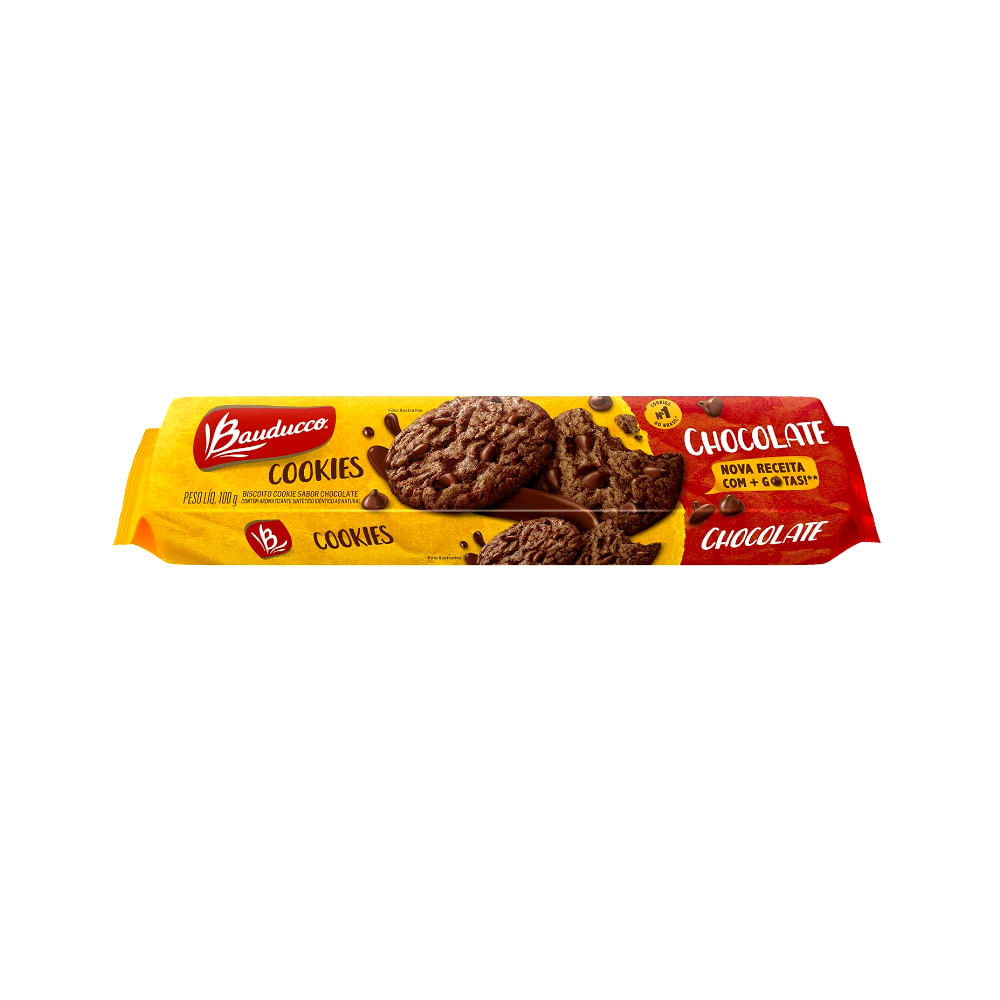 Biscoito Cookies BAUDUCCO Sabor Chocolate Pacote 100g