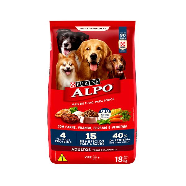 Ração Para Cães Adultos PURINA Alpo Carnes com Vegetais Receita Caseira pacote 18kg