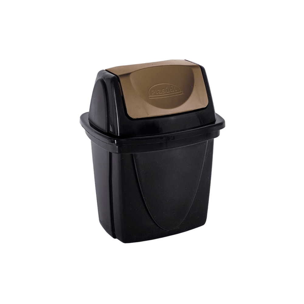 Lixeira de Plástico Basculante Plasútil Cor Preta 4,9L