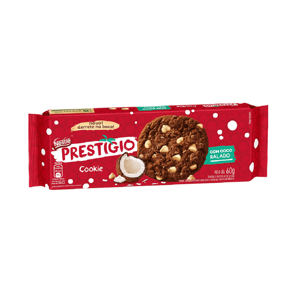 Biscoito Cookies Nestlé Prestigio com Coco Ralado Embalagem 60g