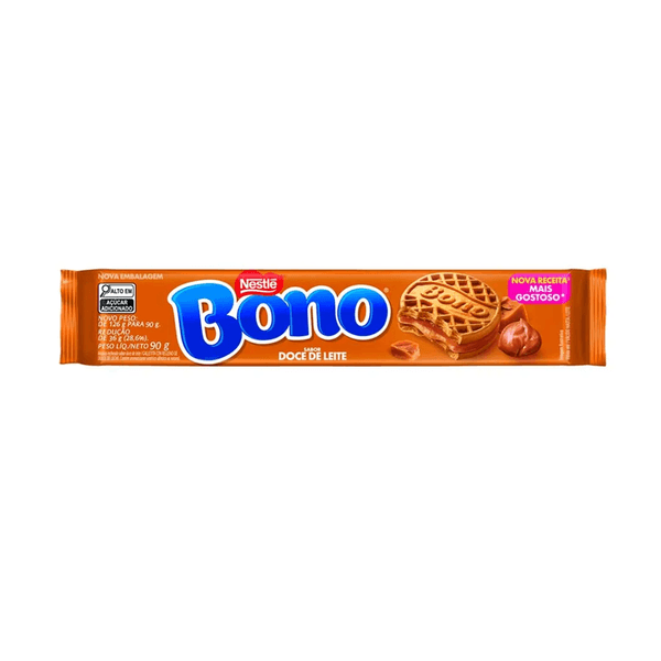 Biscoito Recheado Bono Sabor Doce de Leite Embalagem 90g