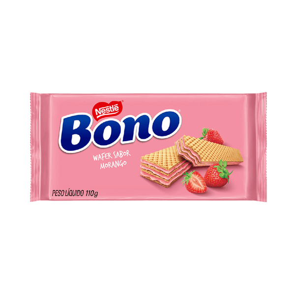 Biscoito Wafer Nestlé Bono Sabor Morango Embalagem 110g