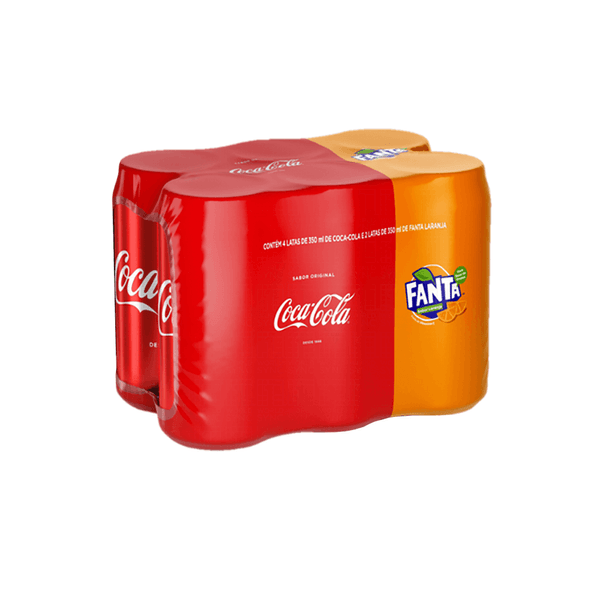 Refrigerante 4 Coca Cola + 2 Fanta Laranja Peck 350ml Cada