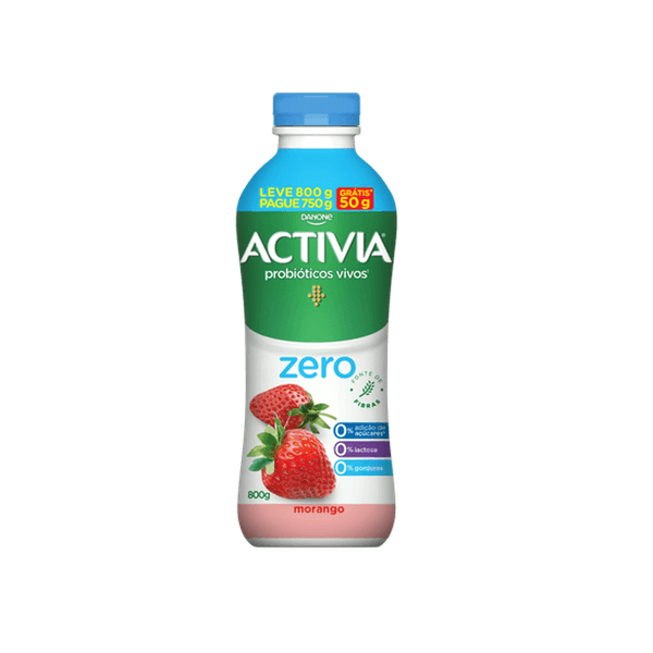 Iogurte Zero Açúcar Activia Sabor Morango Garrafa 800g