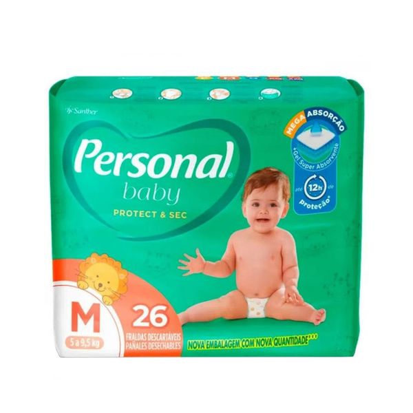 Fralda Descartável Infantil PERSONAL BABY Protect Sec M Pacote 26un