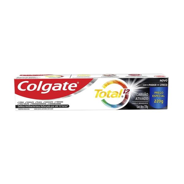 Creme Dental COLGATE Total 12 Carvão Ativo Caixa 220g