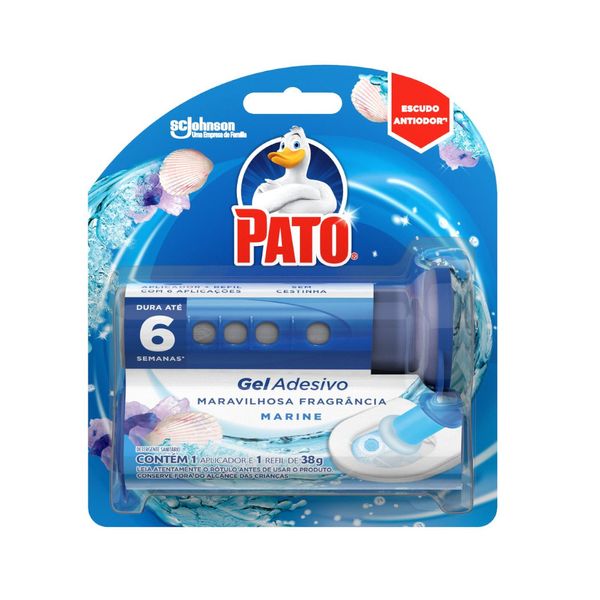 Desodorizador Sanitário Pato Gel Adesivo Marine Aplicador e Refil 6 Discos
