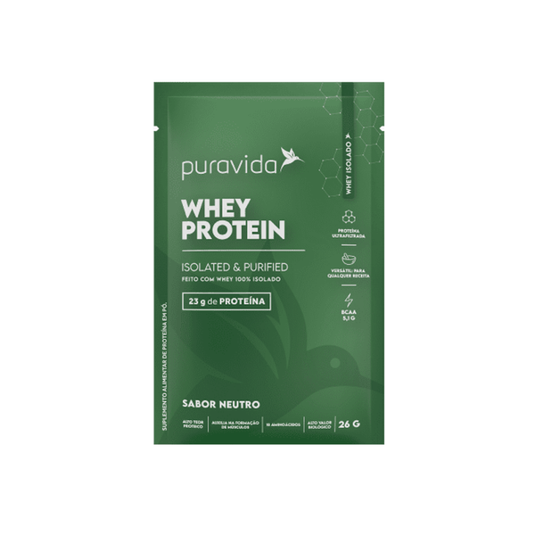 Whey Protein Isolado PuraVida Sabor Neutro Embalagem 26g