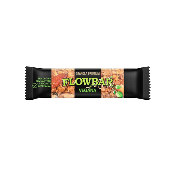 Barra de Cereais Sem Glúten  Flowbar Granola Premium Vegana Embalagem 30g