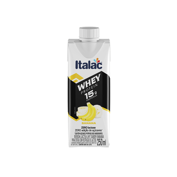 Bebida Láctea UHT Italac Pro Whey Sabor Banana Caixinha 250ml