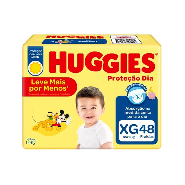 Fralda Descartável Infantil HUGGIES Proteção Dia XG pacote 48un