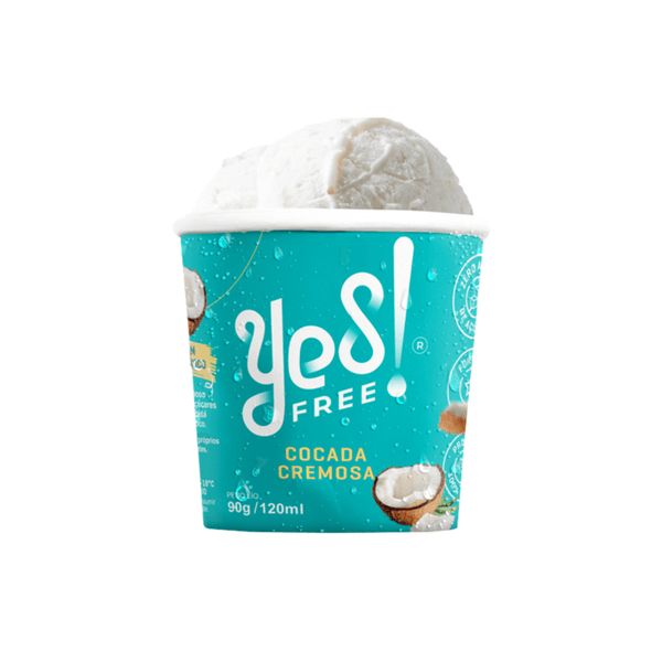 Sorvete Cremoso com Cocada Ao Leite de Coco Yes Free Zero Açúcar Pote 90g