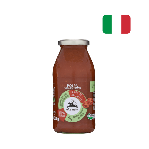 Polpa Itaiana de Tomate Orgânico Alce Nero Sabor Suave Frasco 500g