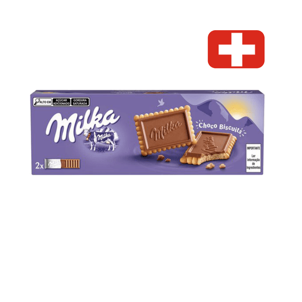 Biscoito Doce Suíço com Chocolate Milka Sabor Choco Biscuits Embalagem 150g