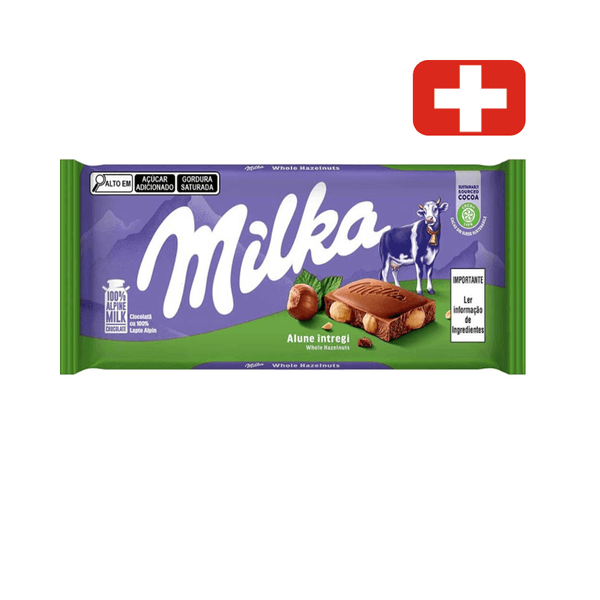Chocolate Suíço em Barra Milka Hazelnut Embalagem 100g
