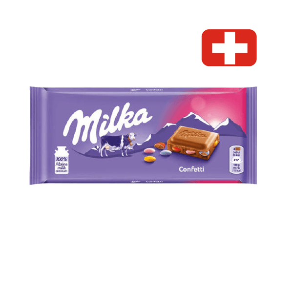 Chocolate Suíço em Barra Milka Confetti Embalagem 100g