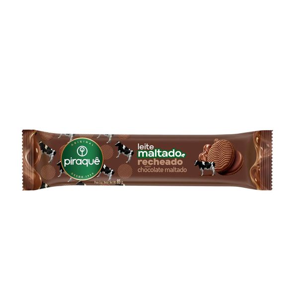 Biscoito Recheado Leite Maltado PIRAQUÊ Chocolate Pacote 85g