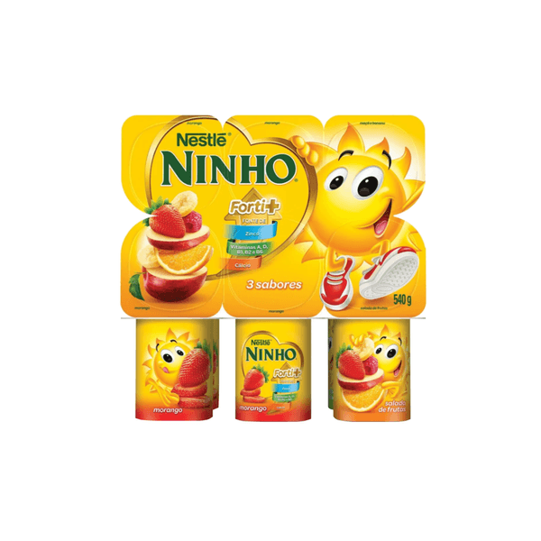 Iogurte Infantil Soleil Polpa Nestlé Ninho Sabor Morango, Maçã e Banana Contém 8 Unidades Bandeja 540g