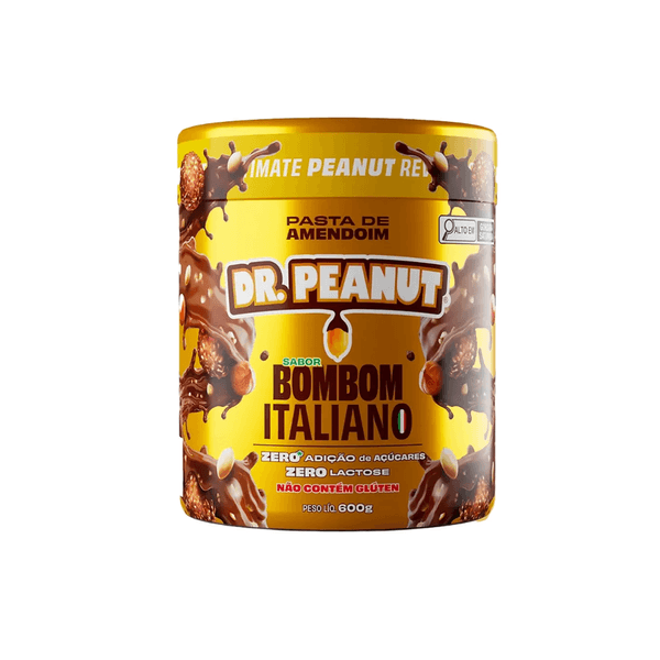 Pasta de Amendoim Zero Açúcar Dr Peanut Sabor Bombom Italiano Pote 600g