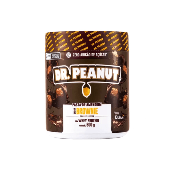 Pasta de Amendoim Zero Açúcar Dr Peanut Sabor Brownie Pote 600g