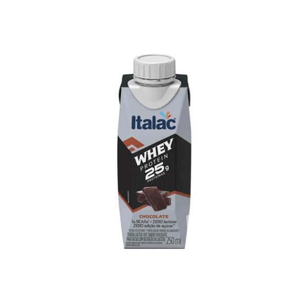 Bebida Láctea UHT Italac Whey Chocolate Embalagem 250ml