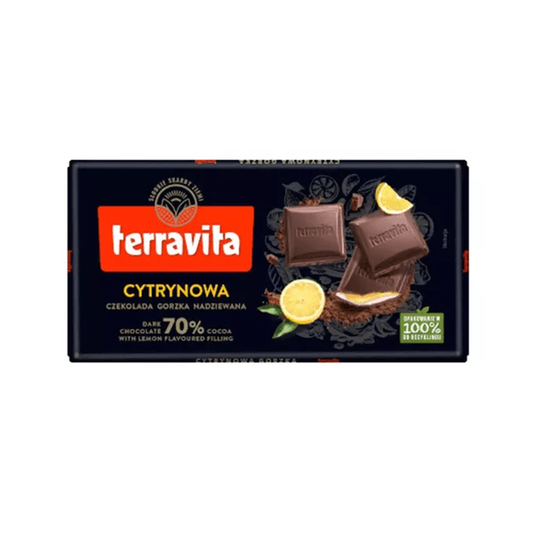 Chocolate em Barra Terravita Sabor Dark Limão Embalagem 100g