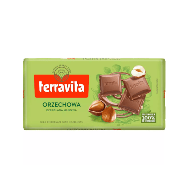 Chocolate em Barra Terravita Sabor Orzechowa Embalagem 100g