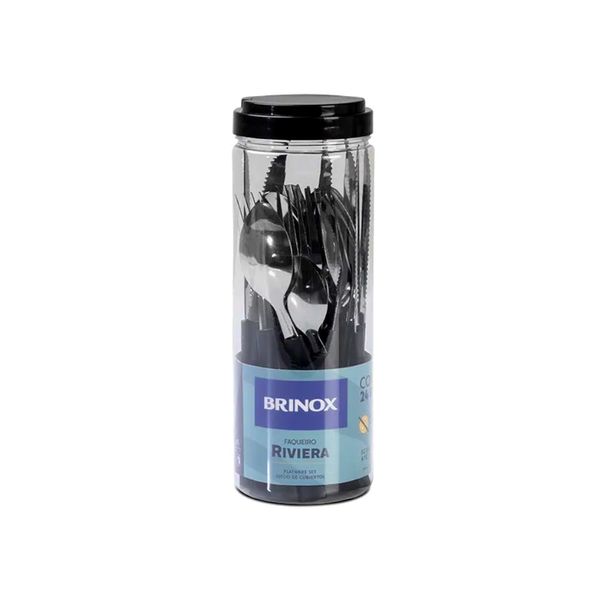 Faqueiro Riviera BRINOX Preto pote 24 Peças