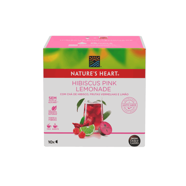 Chá em Cápsula Hibiscus Pink Lemonade Nature's Heart com Chá de Hibísco , Frutas Vermelhas e Limão Contém 10 Unidades Caixa 60g