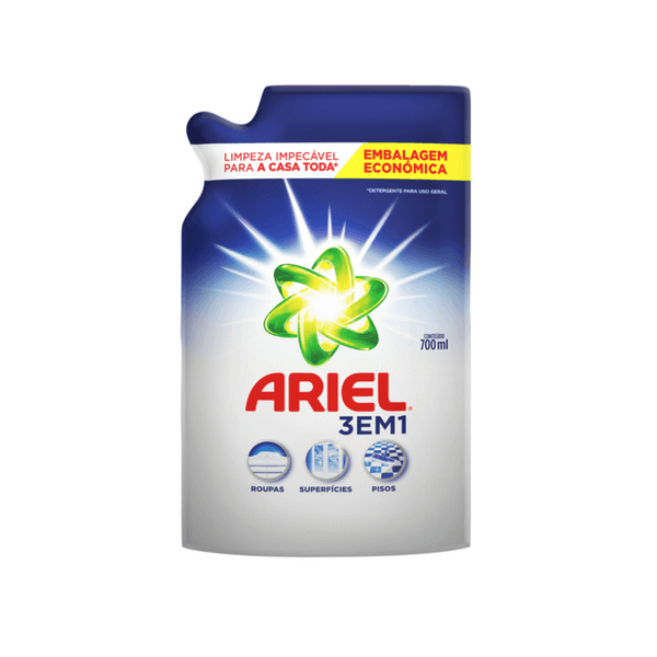 Lava Roupa Líquido Ariel 3 em 1 Embalagem Econômica 700ml