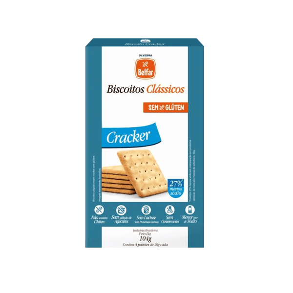 Biscoito Clássico Cracker Belfar Sem Glúten & Zero Lactose Caixa 104g