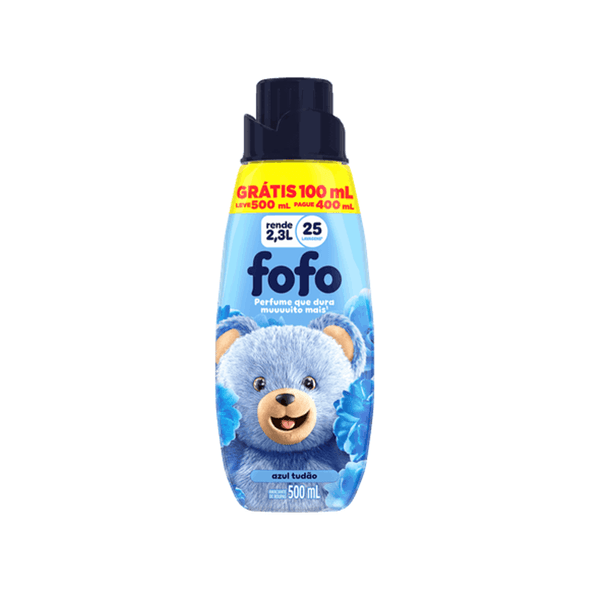 Amaciante Concentrado Azul Tudão Fofo Leve 500ml Pague 400ml