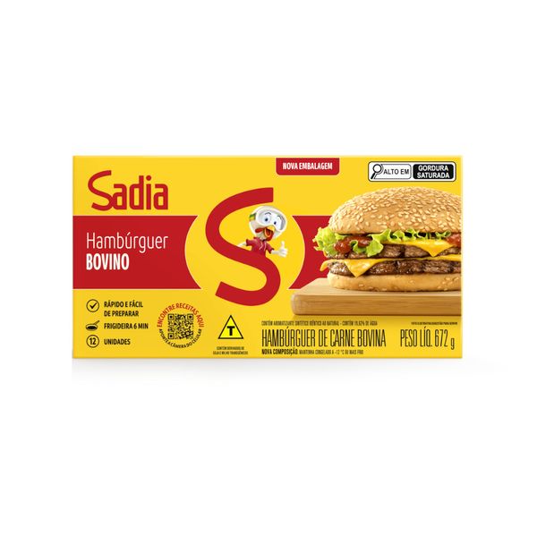 Hambúrguer de carne bovina tradicional Sadia caixa 672g 12 unidades