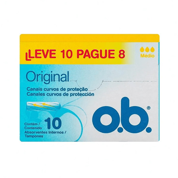 Absorvente Interno Sempre Livre O.b. Original Médio Leve 10 Pague 8 Caixa com 10 Unidades