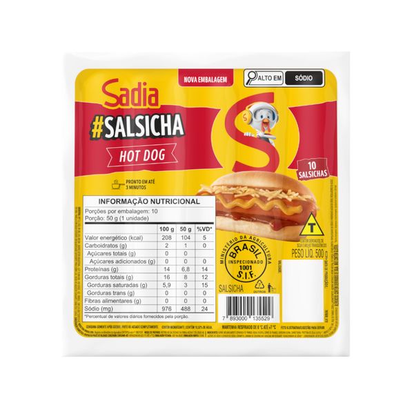 Salsicha Hot Dog Sadia 500g Salsicha Hot Dog Sadia 500g
