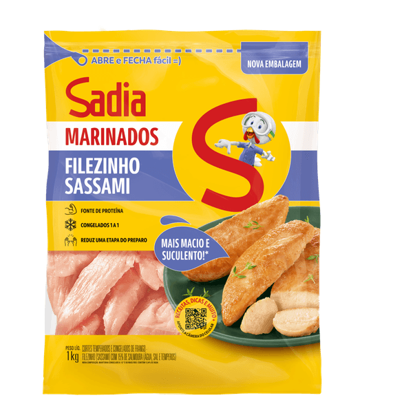 Filezinho Sassami de Frango Congelado Temperado Sadia Marinados 1kg