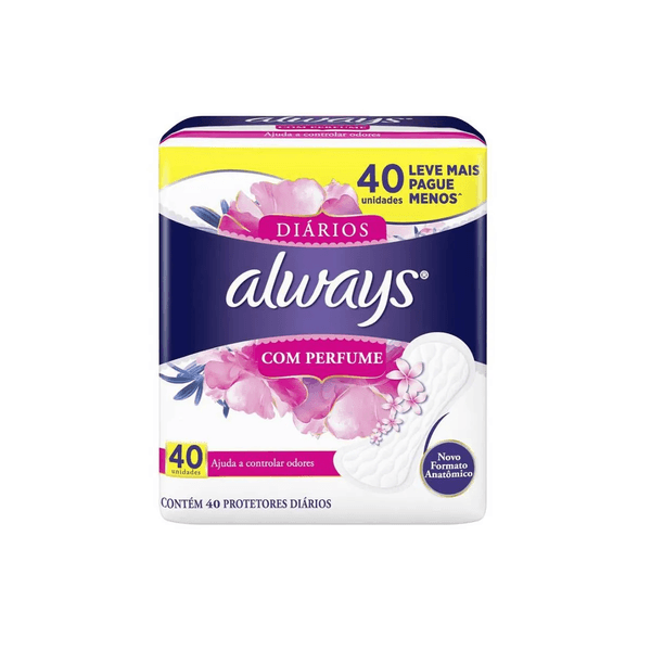 Absorvente Always Protetor Diário com Perfume Leve 40 Pague 30 Unidades