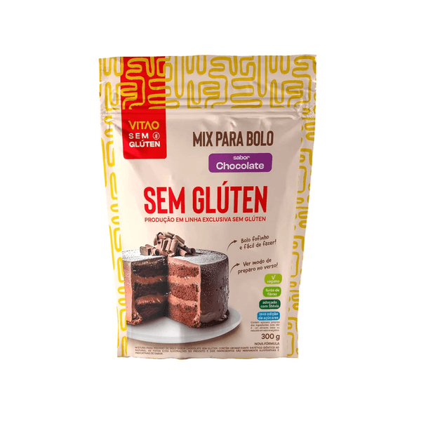 Mistura para Bolo Sem Glúten Vitao Sabor Chocolate Pacote 300g