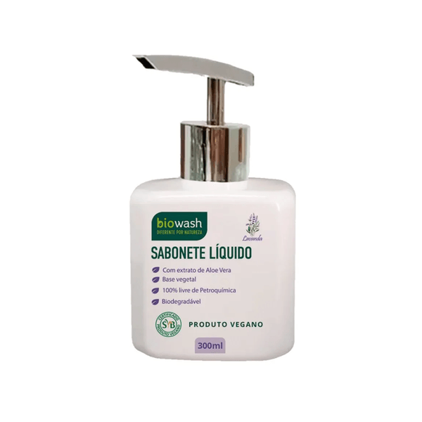 Sabonete Líquido com Extrato de ALoe Vera BioWash Lavanda Embalagem 300ml