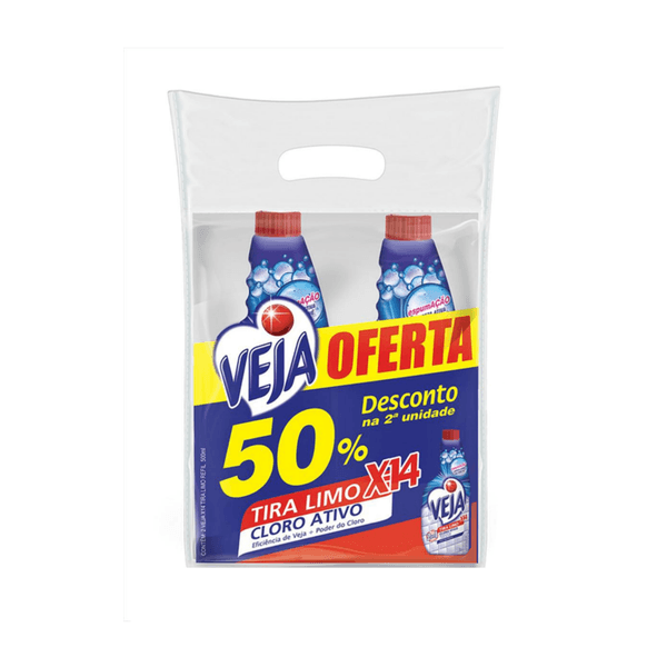 Pack Desinfetante Multiuso Tira Limo Veja X-14 Pacote 500ml Cada 2 Unidades Refil Grátis 50% de Desconto na 2ª unidade