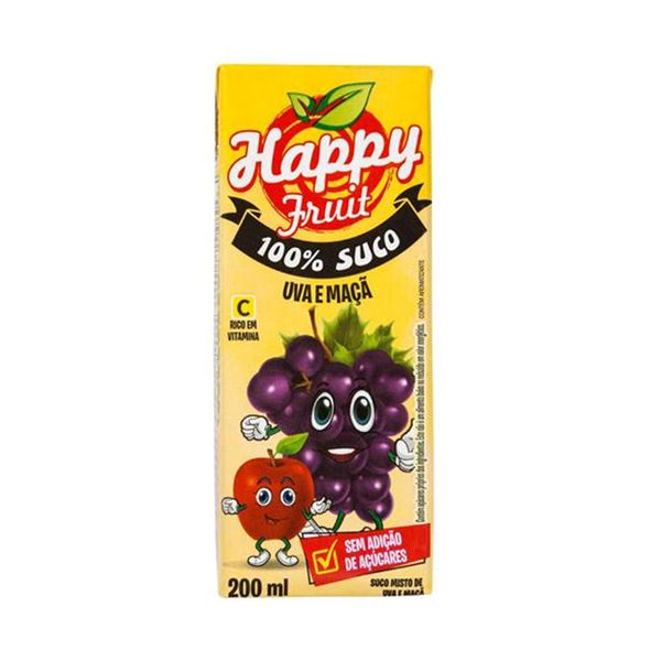 Suco HAPPY FRUIT Uva e Maçã Caixa 200ml