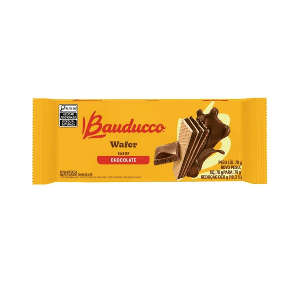 Biscoito Wafer Bauducco com Recheio de Chocolate Embalagem 70g