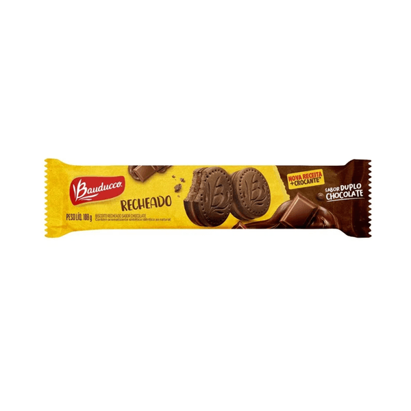 Biscoito Recheado Bauducco Duplo Chocolate Embalagem 108g