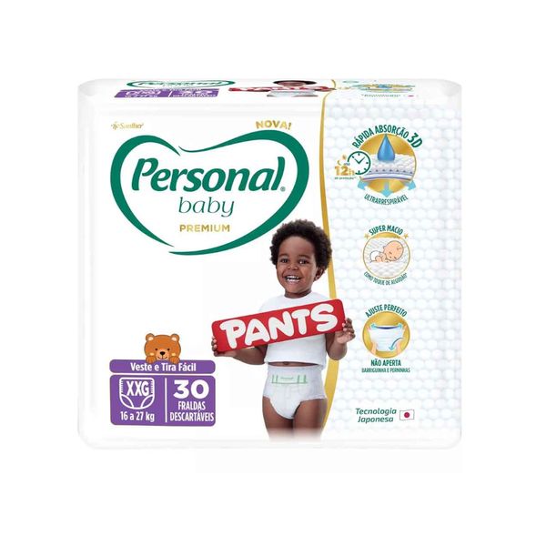 Fralda Descartável Infantil Personal Baby Premium Pants Mega XXG pacote 30un