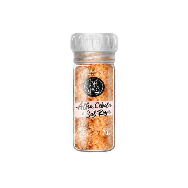 Sal Rosa do Himalaia com Moedor Br Spices Alho & Cebola Frasco 70g