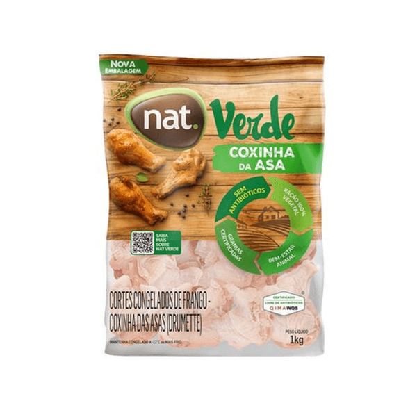 Coxa da Asa de Frango Nat Verde Iqf Congelado Embalagem 1kg